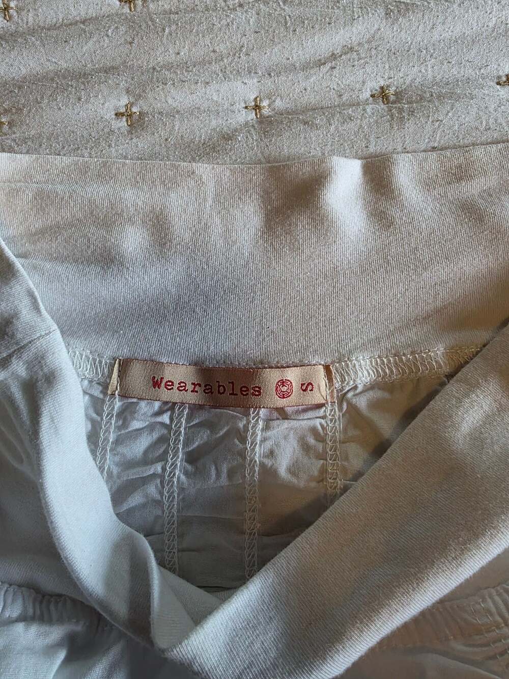 Wearables Women's White Ruched Cotton Mini Skirt Size Small - Picture 2 of 5